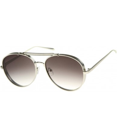Goggle Modern Fashion Flat Lens Full Metal Side Cover Frame Double Bridged Aviator Sunglasses - Silver / Lavender - C512EH194...