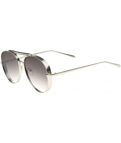 Goggle Modern Fashion Flat Lens Full Metal Side Cover Frame Double Bridged Aviator Sunglasses - Silver / Lavender - C512EH194...