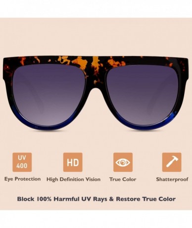 Oversized Fashion Designer Women Sunglasses Oversized Flat Top Square Frame Retro Gradient Lens MOS9 - CI17YIMT9N8 $10.72