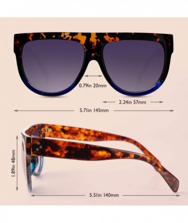 Oversized Fashion Designer Women Sunglasses Oversized Flat Top Square Frame Retro Gradient Lens MOS9 - CI17YIMT9N8 $10.72