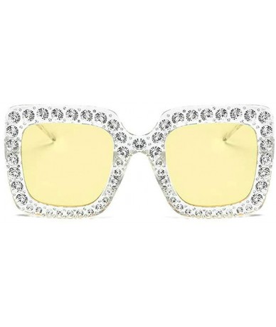 Rectangular Extra Large Squared Elton Crystal Sunglasses Bling Rhinestone Concert Glasses - C718ANR3MQ3 $12.73
