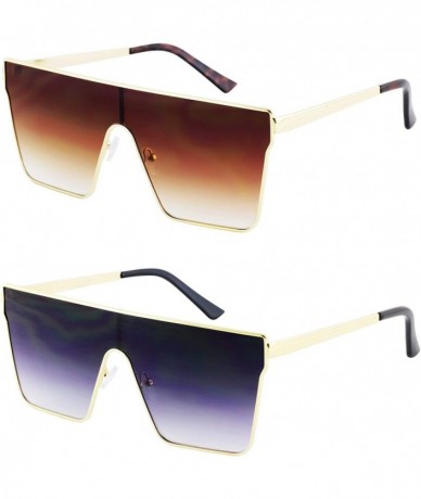 Oversized Vintage Oversized Sunglasses Gradient Protection - Brown and Smoke - CU18X78TZQ8 $16.34