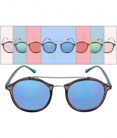 Oversized Round Double BridgeClassic Men Women Designer Sunglasses with pouch - CI18GO7GEG3 $17.37