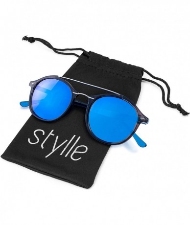 Oversized Round Double BridgeClassic Men Women Designer Sunglasses with pouch - CI18GO7GEG3 $17.37