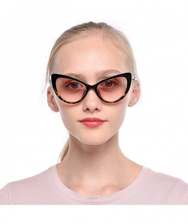 Cat Eye Womens Oversized Fashion Cat Eye Eyeglasses Frame Large Reading Glasses - Leopard Frame / Tea Lens - C418WWK8ERX $10.59