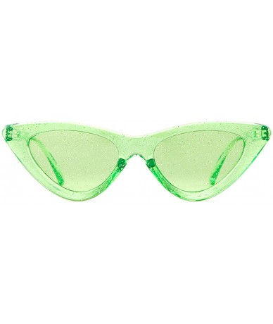 Shield Retro Vintage Cateye Sunglasses for Women Clout Goggles Plastic Frame Glasses - Clear Green Glitter - CZ18THKW5CU $20.77
