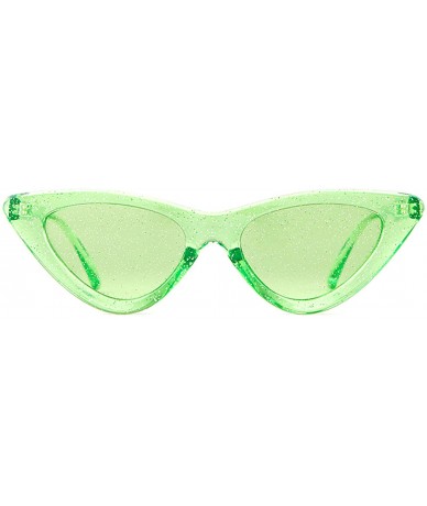 Shield Retro Vintage Cateye Sunglasses for Women Clout Goggles Plastic Frame Glasses - Clear Green Glitter - CZ18THKW5CU $13.22