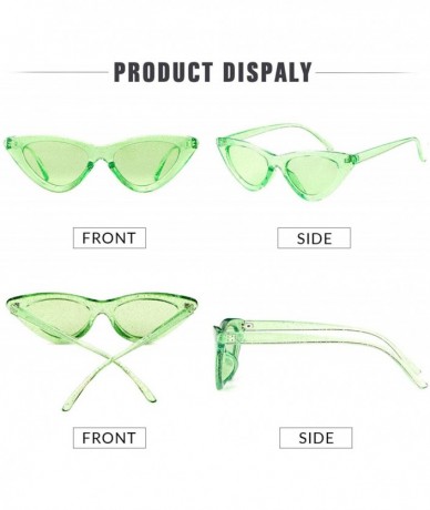 Shield Retro Vintage Cateye Sunglasses for Women Clout Goggles Plastic Frame Glasses - Clear Green Glitter - CZ18THKW5CU $13.22