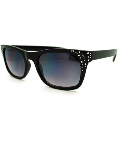Round Chic Womens Sunglasses Round Studded Rectangular Cateye Frame - Black - CN11HEJ0CS7 $12.23