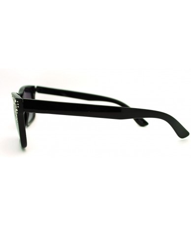 Round Chic Womens Sunglasses Round Studded Rectangular Cateye Frame - Black - CN11HEJ0CS7 $12.23