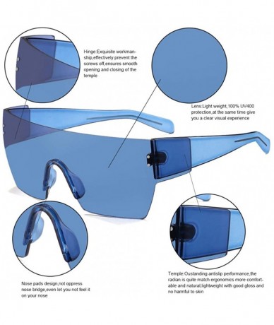 Rimless Unique Designer Shield One Piece Rimless Sunglasses Flat Colorful Translucent Lens For Women Men - C018AHYG8SE $18.99