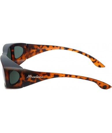 Rectangular Designer Polarized Fitover Sunglasses F02 63mm - Matte Tortoise - CB182SUYZ7K $22.23