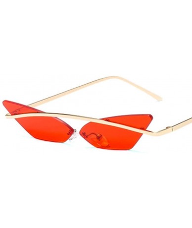 Sport Small Frame Personality Triangle Cat Eye Sunglasses Metal Beam Frameless Men and Women Sun Mirror - 5 - C7190QXW065 $28.51