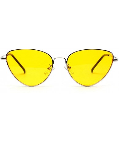 Goggle Retro Cat Eye Sunglasses Women Yellow Red Lens Sun Glasses Fashion Light Weight Sunglass Vintage Metal Eyewear - C9197...