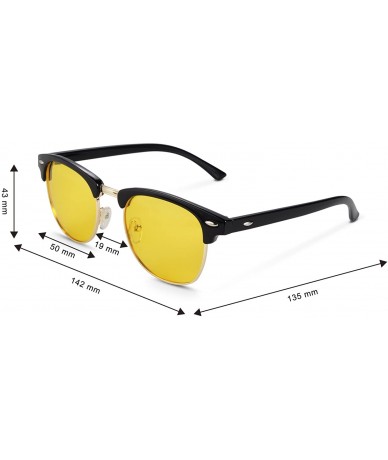 Semi-rimless Night Driving Glasses Anti Glare Polarized Sunglasses HD Yellow Lens for Night Safety Glasses - Black - CL180LHY...