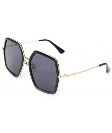 Square Oversized Square Sunglasses Women Vintage UV Protection irregular Brand Designer Shades - Black Gray - C31967XD4SM $23.16