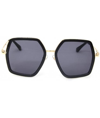 Square Oversized Square Sunglasses Women Vintage UV Protection irregular Brand Designer Shades - Black Gray - C31967XD4SM $9.15