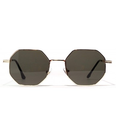 Goggle Women Vintage Sunglasses Men Metal Gold Green Brown 2019 Male Octagonal Sun Glasses Ladies Polygon Uv400 - CZ199C98D9Y...