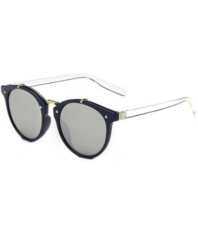 Semi-rimless Women Vintage Mirror UV400 Round Sunglasses Eyewear Retro Sun Glasses - Silver - CU17AAIDWS7 $22.58