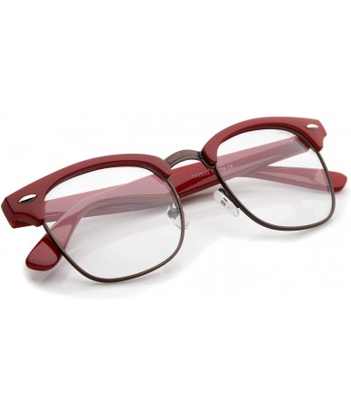 Square Retro Square Clear Lens Horn Rimmed Half-Frame Eyeglasses 50mm - Red-bronze / Clear - C812N2PR1LE $12.42