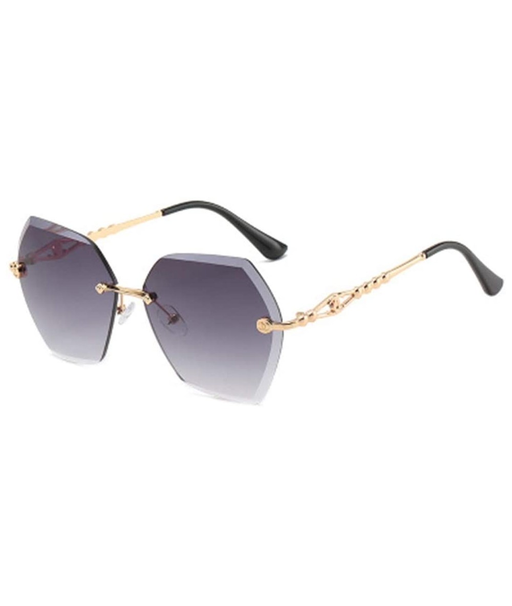 Sport Polygonal Ocean Piece Sunglasses Cut Edge Female Metal Big Frame Frameless Sunglasses - 3 - CO1907ZCESY $28.67