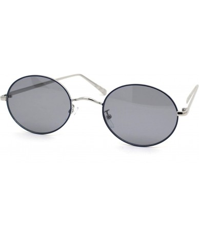 Oval Womens Oval Round Dad Shade Metal Rim Retro Sunglasses - Silver Navy Black - CX18AH9698G $10.65