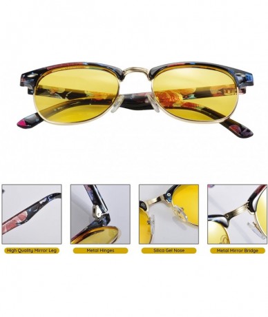 Semi-rimless HD Night Vision Polarized Glasses Anti Glare Classic Semi-Rimless Frame Driving Sunglasses For Women&Men - CE18D...