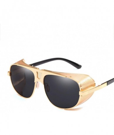 Oval Steampunk Sunglasses Men Retro Fashion Brand Design Round Metal Frame Windproof Design Glasses Women - S362 - CL18RTRCHD...