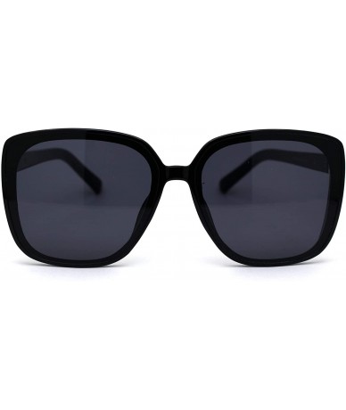 Rectangular Womens Butterfly Side Visor Luxury Designer Sunglasses - All Black - CI197N8O5CD $10.82