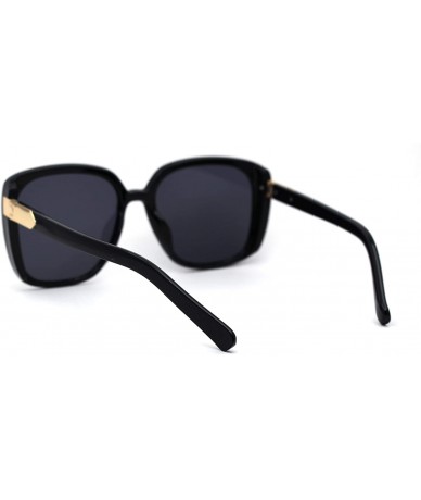 Rectangular Womens Butterfly Side Visor Luxury Designer Sunglasses - All Black - CI197N8O5CD $10.82