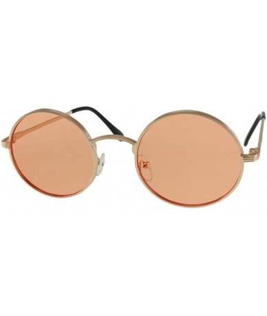 Round Kaia - Metal Round Fashion Sunglasses with Microfiber Pouch - Gold / Orange - CA18IRXH0NA $11.23