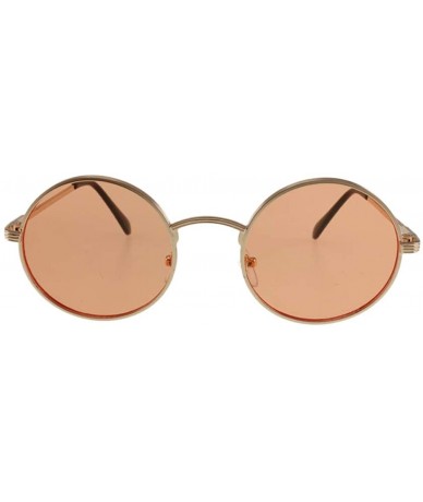 Round Kaia - Metal Round Fashion Sunglasses with Microfiber Pouch - Gold / Orange - CA18IRXH0NA $11.23