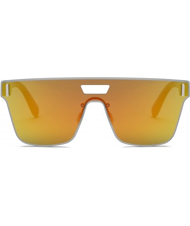 Square Retro Vintage Square Oversized Unisex Fashion Sunglasses - Orange - C118IOSNXCQ $21.41