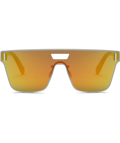 Square Retro Vintage Square Oversized Unisex Fashion Sunglasses - Orange - C118IOSNXCQ $11.73