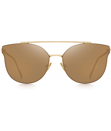 Square Fashion Women Cat Eye Sunglasses Coating Mirror Lens Sun glasses UV400 S7882 - Brown Mirror - CG17YD577D3 $11.25
