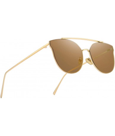 Square Fashion Women Cat Eye Sunglasses Coating Mirror Lens Sun glasses UV400 S7882 - Brown Mirror - CG17YD577D3 $11.25