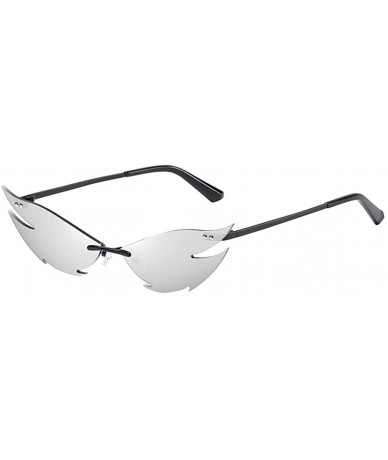Semi-rimless Metal Aviator Sunglasses with 100% UV Protection - 60 mm - Silver - CD199AQZ03G $23.27