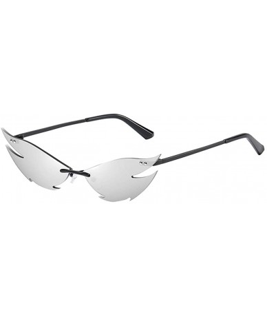 Semi-rimless Metal Aviator Sunglasses with 100% UV Protection - 60 mm - Silver - CD199AQZ03G $10.34