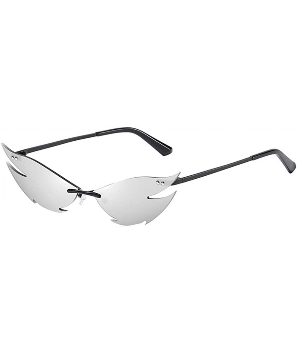 Semi-rimless Metal Aviator Sunglasses with 100% UV Protection - 60 mm - Silver - CD199AQZ03G $20.42