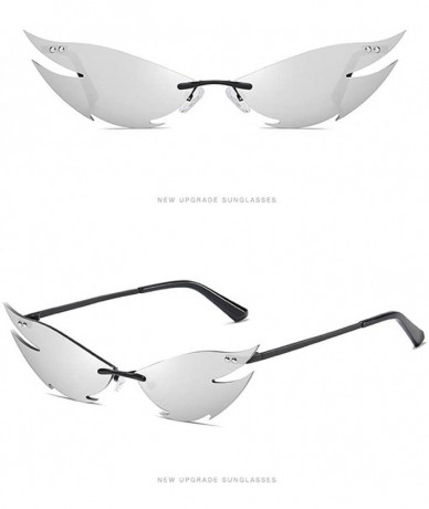 Semi-rimless Metal Aviator Sunglasses with 100% UV Protection - 60 mm - Silver - CD199AQZ03G $10.34