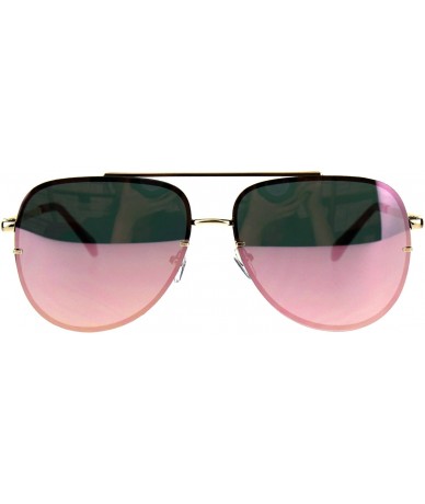 Rimless Mens Rimless Mirror Lens Officer Cop Metal Sunglasses - Gold Pink - CP18CIATALD $29.17