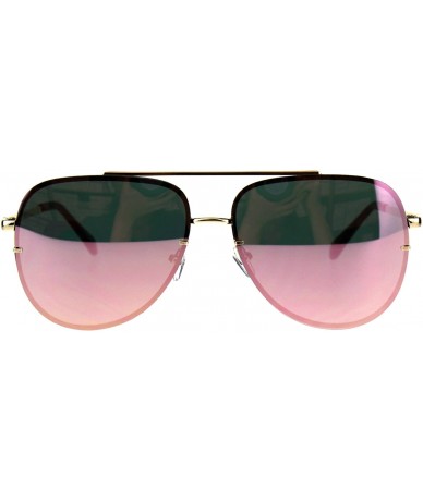 Rimless Mens Rimless Mirror Lens Officer Cop Metal Sunglasses - Gold Pink - CP18CIATALD $12.24