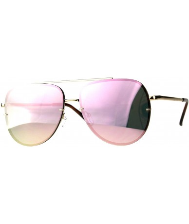 Rimless Mens Rimless Mirror Lens Officer Cop Metal Sunglasses - Gold Pink - CP18CIATALD $12.24