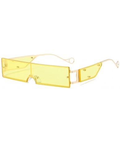 Square Fashion Small Rectangle Sunglasses Women Ultralight Candy Color Metal Frame One Piece Sun Glasses - Yellow - CK194E04G...