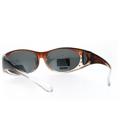 Oval Polarized Womens 2 Tone 60mm Rhinestone Studded Oval Fit Over Sunglasses - Brown - CL12OCX8L8U $9.55