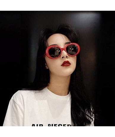 Oval Clout Goggles Oval Sunglasses for Women Men - Mod Fashion Kurt Cobain Sunglasses - Black&red - C218MEQEOGG $9.84