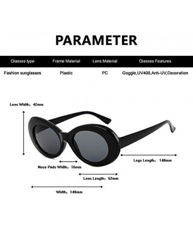 Oval Clout Goggles Oval Sunglasses for Women Men - Mod Fashion Kurt Cobain Sunglasses - Black&red - C218MEQEOGG $9.84