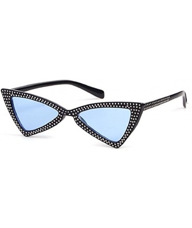 Goggle Cute Sexy Retro Rhinestone Small Cat Eye Sunglasses Women - F - C118CKI586Q $8.89