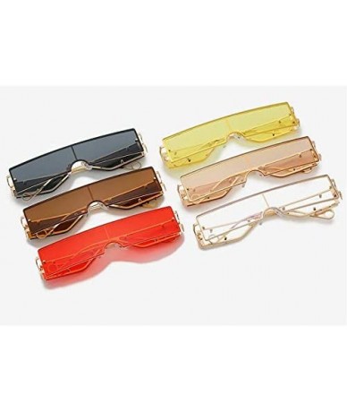 Square Fashion Small Rectangle Sunglasses Women Ultralight Candy Color Metal Frame One Piece Sun Glasses - Yellow - CK194E04G...
