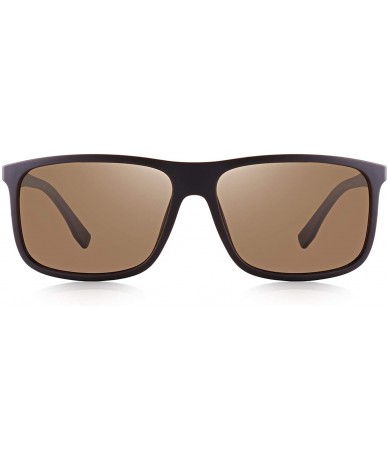 Rectangular Polarized Square Sunglasses for Men Sports Aluminum Legs O8132 - Brown - C618INUZ3XY $15.47